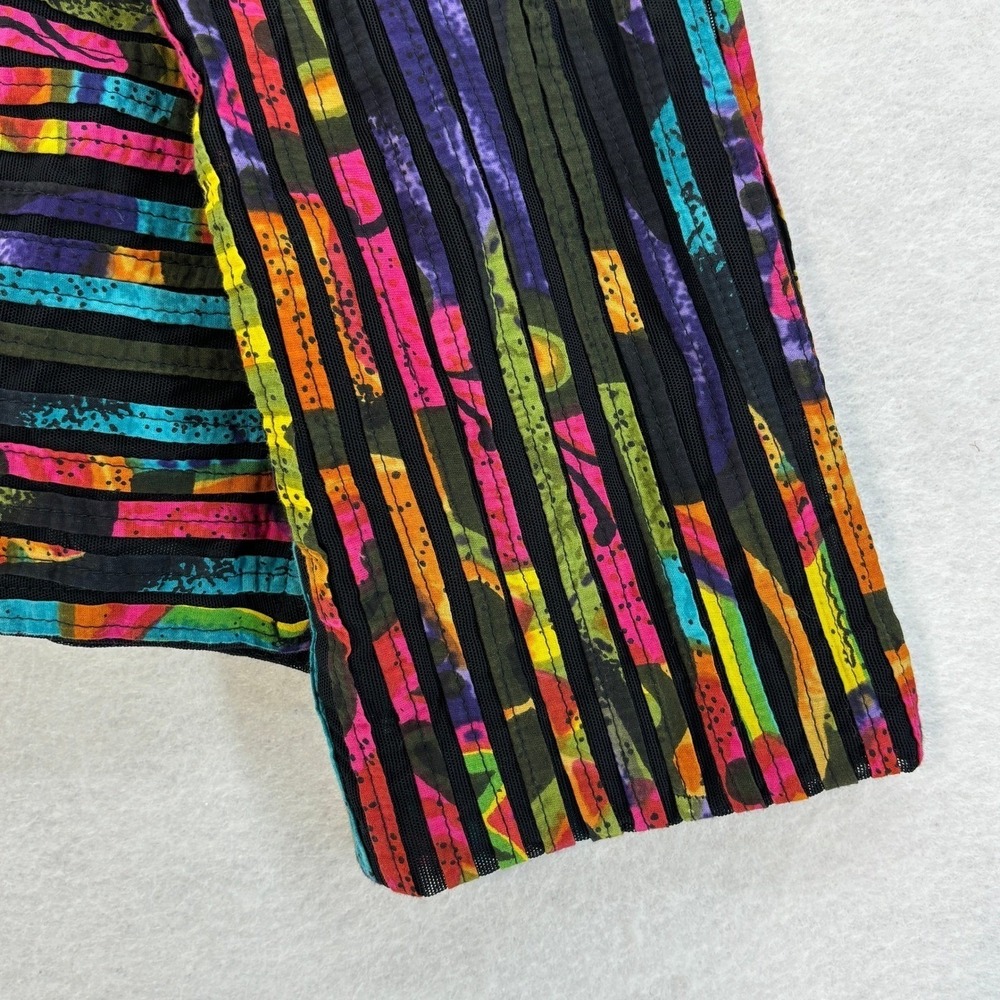Vintage Chico's Artsy Jacket MEDIUM Multicolor Abstract y2k Festival Open Front - Picture 7 of 13